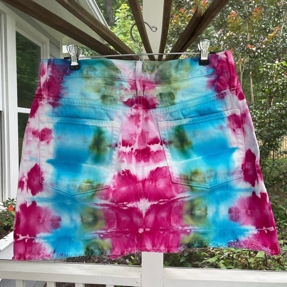 J Crew denim skirt hand crafted tie dyed. Size 30W - Picture 2 of 6